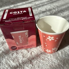 【新品未使用】COSTA COFFEE 花柄　ピンクの陶器カップ...