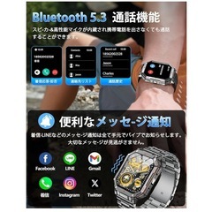 新品　スマートウォッチ　2025最新型 ChatGPT搭載 内蔵GPS 2種バンド付きAI文字盤 Bluetooth5.3通話 LINEメッセージ通知 ブラックの画像