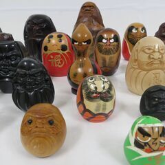 置物 達磨 だるま こけし まとめて32個セット 民芸品 木製 石製 炭製 金属製の画像