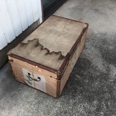 昭和レトロ 木製 蓋付き ボックス 金属 持ち手 長期保管品の画像