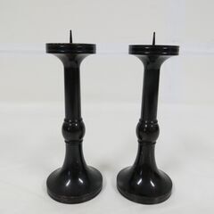 仏具 金属製 ろうそく立て 燭台 一対揃え 直径7cm×高さ18.5cm 重量400g の画像