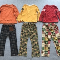⑤サイズ110ミキハウスダブルB 長袖Tシャツ3枚　ズボン3枚の画像