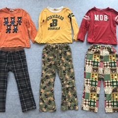 ⑤サイズ110ミキハウスダブルB 長袖Tシャツ3枚　ズボン3枚の画像