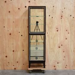 ≪yt1991ジ限≫ コレクションケース ミラーバック 幅41cm 高さ150cm 塩川光明堂 カルトーネ IF-YUR2500A キュリオケース/ガラスケース/ショーケース/飾り棚/中古家具/宮城県仙台市 70716-09の画像