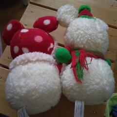 ミッキーとミニー　雪だるま　ぬいぐるみの画像