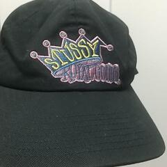 stussy ステューシー　クラウン 古着　刺繍ロゴ キャップ　黒 ブラックの画像