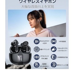 【新品未使用】保証付　ワイヤレスイヤホン Bluetooth 動作確認済①黒の画像