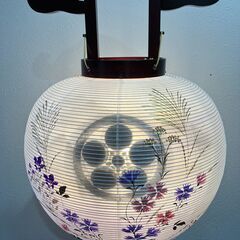 【お盆】盆提灯　置き提灯　大内行灯　翠峰さくら11号絹張二重　一対の画像