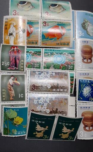 沖縄 琉球郵便ドル切手12種類30枚まとめて (ステナイ) 十日市場