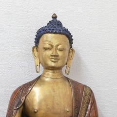 重量級・ネパール製 手彫り真鍮製ブッダ像 約30kg インテリア 仏教美術 約の画像