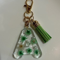 ハンドメイド＊レジンキーホルダー(緑)の画像