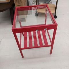 【ドリーム尾浜店】ミニテーブル　RD　イケア　※使用感あります。　　高さ(H)45.5×幅（W)35×奥行(D)36cmの画像