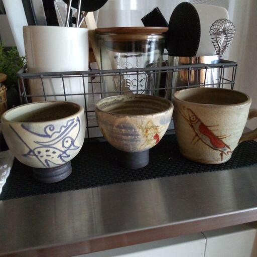 やちむん まとめうり やちむん❀マグカップフリーカップ3つまとめて (☆) 沖縄の食器