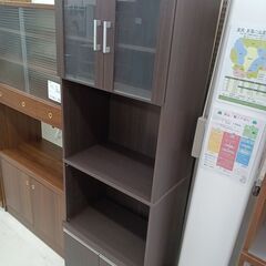リユースのサカイ栃木店★ジモティ割あり★  食器棚 ダークブラウン W59×D38×H178 クリーニング済み TC10016の画像