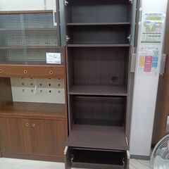 リユースのサカイ栃木店★ジモティ割あり★  食器棚 ダークブラウン W59×D38×H178 クリーニング済み TC10016の画像