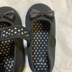 女の子　靴　16センチ　フォーマル　黒　リボンの画像