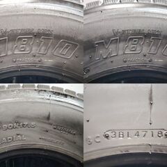 札幌発 引取OK BS M810 225/90R17.5 127/125L 17.5インチ トラックタイヤ 夏タイヤ ミックス 6本 バリ溝 4t ファイター等　(KTT636)クレジットカード QRコード決済可能の画像