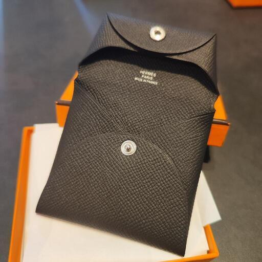 エルメス バスティア 黒 (しま) 等々力の小物《コインケース》の