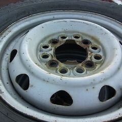 12インチ 軽トラ 軽バン用 鉄ホイール PCDマルチ ４本 タイヤは交換時期です（145/R12　6PR） 一時履き、転がし用などにどうぞの画像