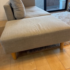 【中古3人掛けソファーオットマン付きグレー】の画像