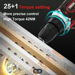 【新品未使用】電動ドライバー　ドリルセット　バッテリー2個付きの画像