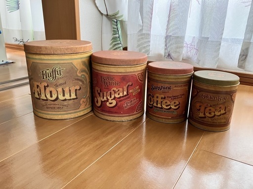 アメリカン アンティーク Tin缶 4個セット アメリカンカントリー ティン缶4点セットアンティークカントリー