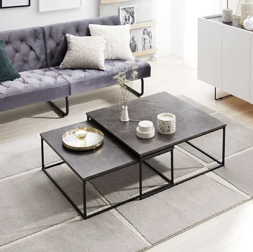 【取引中】LOWYA 大理石柄 ネストテーブル（大・小2点セット）