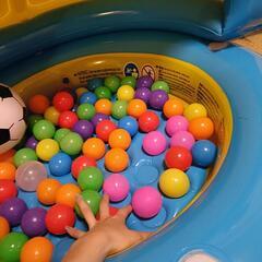 引取限定！　¥1000)　ボールプール　日除け付きプール　シャークプール　屋根付き　サッカーゴールにもなる　の画像