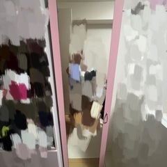 姿見 棚 鏡 ピンクの画像