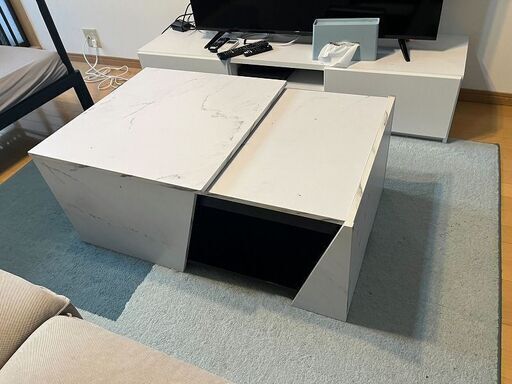 木製 大きめ座卓 【大阪引き取り限定】 Amazon | 家具の里 リビングテーブル 半円 120cm コルク