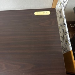 ダークブラウン デスク 幅120×奥行60×高さ75cm／スライド棚付きの画像