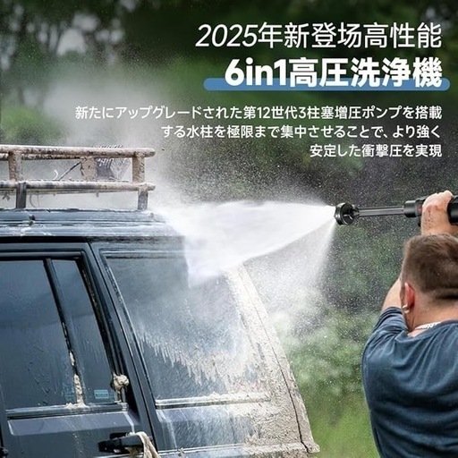高圧洗浄機 MAX 8MPa 高圧洗浄機 コードレス 充電式 2個バッテリー付き マキタ18V互換バッテリー対応