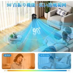 扇風機 羽根なし　90°首振り ミニタワーファン リモコン付きの画像
