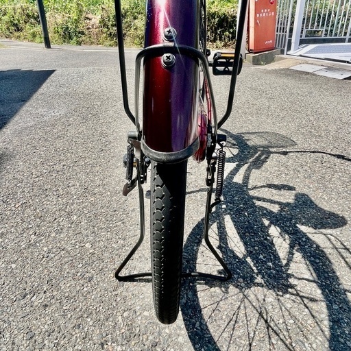 26インチ（ワインレッド）シティサイクル 公式 前面バスケット付き