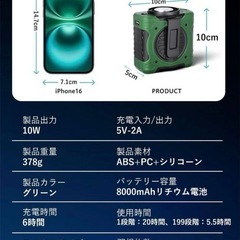 ❤️腰掛け扇風機❤️ ベルトファン 多機能 大容量災害アウトドア ストラップの画像