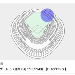 8/1(金) 巨人 vs DeNA（東京ドーム） 外野指定席ライト（F16ブロック）ペア 連番2枚の画像