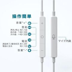 有線イヤホン 音量調整可能 USB Type-C ホワイトの画像