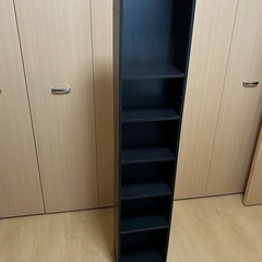 スリム本棚／ダークブラウン／高さ150cm・可動棚付き・省スペース収納に最適！ の画像