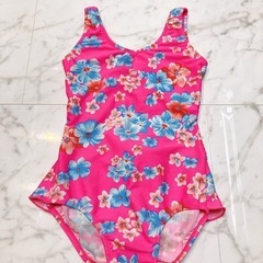 花柄ピンク水着 120サイズの画像