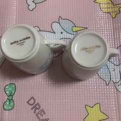 ナルミ　mila schon レースフラワー柄ペアマグカップ2個セット 未使用 花柄 ブルー ホワイトの画像