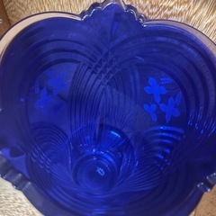 ボヘミアンガラス　フラワーベース　花瓶　ブルーの画像