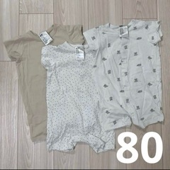 H&Mなど　ベビー服　80サイズ　半袖ロンパース、半袖ボディ肌着　7枚セットまとめ売りの画像