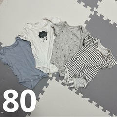 H&Mなど　ベビー服　80サイズ　半袖ロンパース、半袖ボディ肌着　7枚セットまとめ売りの画像
