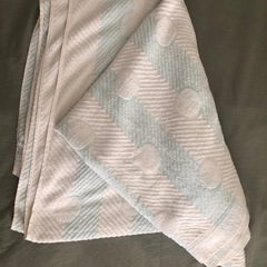 タオルケット　白×スカイブルーの画像