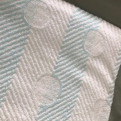 タオルケット　白×スカイブルーの画像