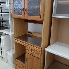 ★リユースのサカイ日立店★HJ7256 奥本木工所 レンジボード ナチュラルブラウン H180×D45.5×W76.5 クリーニング済み の画像