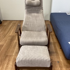 一人用リラックスチェア　オットマン付き【町田市再生家具】251295の画像