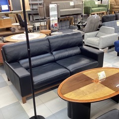 🛋️春日市🛋️2Pワイドレザー調ソファ🛋️ワイド🛋️2人用🛋️レザー🛋️黒色🛋️定価60,000円🛋️No1875の画像