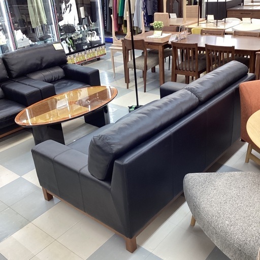 ?️春日市?️2Pワイドレザー調ソファ?️ワイド?️2人用?️レザー?️黒色?️定価60,000円?️No1875