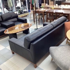 🛋️春日市🛋️2Pワイドレザー調ソファ🛋️ワイド🛋️2人用🛋️レザー🛋️黒色🛋️定価60,000円🛋️No1875の画像
